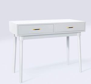 FUNKOCO Writing Computer Desk with 2 Storage Drawers for Home Office,Modern Laptop PC Table Workstation, Vanity Table (Cream White)