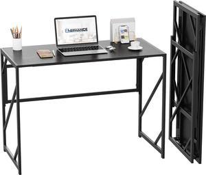 Gezen Folding Desk Writing Computer Desk for Home Office, No-Assembly Study  Office Desk Foldable Console Table for Small Spaces, Black