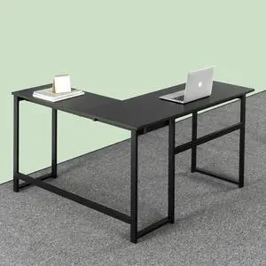 ZINUS Luke 53 Inch Black Metal Corner Desk / L-Shaped Computer Desk / Office Desk / Easy, Bolt Free Assembly