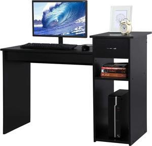 Topeakmart Modern Computer Desk, 47 inch Home Office Computer Desk, Study Writing PC Table Workstation with Drawers and Printer Shelf for Small Spaces, Home Office Furniture