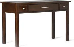 SIMPLIHOME Avalon SOLID WOOD Contemporary 47 Inch Wide Writing Office Desk in Dark Tobacco Brown, For the Office Desk, Writing Table, Workstation and Study Table