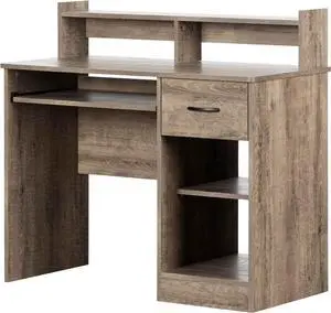 South Shore Axess Desk with Keyboard Tray-Weathered Oak