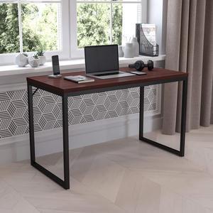 EMMA + OLIVER Industrial Modern Desk-47 L Commercial Grade Home Office Desk-Mahogany/Black