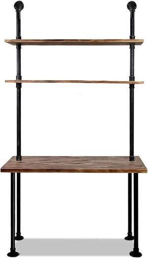 Diwhy Computer Desk with Storage Shelves,Home Office Writing Desk,Bookshelf Laptop Desk, Industrial Style Office Decor,Studying Writing Table Workstation,Stable Metal Framee,Easy Assembly(40" L)