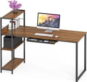 SHW 46-Inch Mission Desk with Side Shelf, Walnut