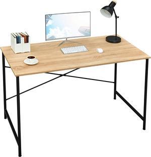 Coavas 47 inch Office Computer Desk Large Study Desk Simple Writing Table Workstation for Home, Oak Tabletop with Black Frame