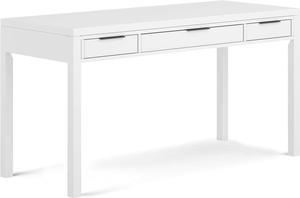 SIMPLIHOME Hollander Solid Wood Contemporary 60 Inch Wide Desk in White, for The Office Desk, Writing Table, Workstation and Study Table Distressed Dark Brown