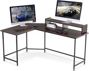 ivinta Modern L-Shaped Computer Office Desk, Gaming Corner Desk with Monitor Stand, Home Office Study Writing Table Workstation for Small Spaces