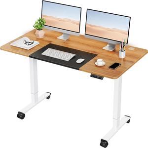 Homall Electric Height Adjustable Standing Desk, Large 55 inch Sit Stand up  Desk, Home Office Computer Desk Memory Preset with T-Shaped Metal Bracket,  White 