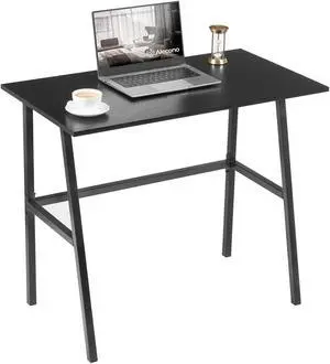 Alecono Small Computer Desk 35'' Kids Writing Desk for Small Space Simple Home Workstation Office Tiny Desk Student Study PC Gaming Table with Metal Frame for Bedroom, Black (X002EYTOCB)