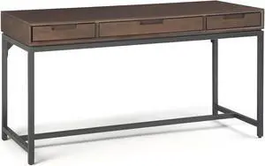 SIMPLIHOME Banting SOLID WOOD and Metal 60 inch Wide Home Office Desk, Writing Table, Workstation, Study Table Furniture in Walnut Brown with 2 Drawers