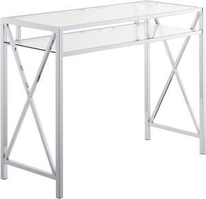 Convenience Concepts Oxford Desk, 42-inch, Clear Glass/Chrome