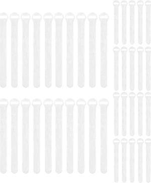 Self-Gripping Cable Ties by Wrap-It Storage, White, 40 Pack (5 Inch and 8 Inch Straps)  Reusable Hook and Loop Cord Organizer Cable Ties for Cord Management and Desk or Office Organization