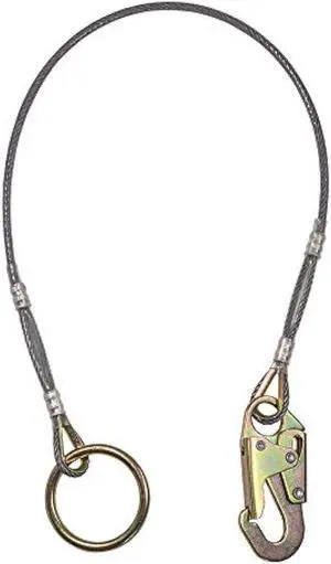 Palmer Safety 6' Anchor Cable Cross Arm with 1/4 Vinyl Coated I-Beam Cable, Ring on One End and Locking Snap Hook on Opposite End - Meets or Exceeds ANSI Z359.18-2017