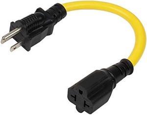 4-1 12AWG Heavy Duty 15 Amp Household AC Plug to 20 Amp T Blade Adapter Cable,5-15P to 5-20R,5-15P to 6-15R,5-15P to 6-20R, AC Power Adapter, L=1FT