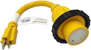 Parkworld 691968 Shore Power Adapter Cord Household 15A Male 5-15P to L5-30R RV/Camper/Marine 30A Female with Locking Ring (1FT)