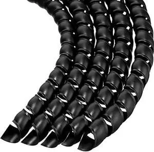 Flutesan 10 mm Dog and Cat Cord Protector Spiral Cable Wire Protector Sleeve Covers 5 Pcs/ Pack for Cord to Protect Your Pets from Chewing Through Insulated Cables (24.6 Ft, Black)