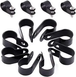 Hilitchi 120Pcs Plastic Cable Clamp R Type Screw Mounting Cord Fastener Cable Clips with Screws for Wire Management Cable Conduit (1/2, Black)