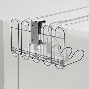 CarryUp Under Desk Cable Tray, No Drill Wire Management Clamp, Computer Cord Organizer for Under Desk, Rack Cable Hider & Holder, Cord Keepers for Home Office Organization, Grey, Powder Coated Metal