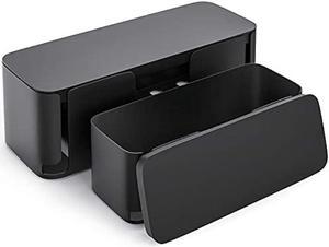 Cable Management Box, 2 Pack Cable Organizer Box, Large and Medium Size Cord Box, Cord Hider Box to Hide Surge Protector Cover on Desk or Floor - Black