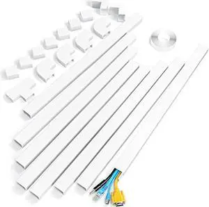 Yecaye 125 Large Cable Concealer - Paintable Cord Cover Wall Cable Management System - PVC Wire Hide - Cable Raceway Kit for Wall Mount TV Office Home, 8X L15.7 W1.18 H0.67, CMC03-Large, White