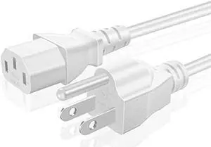 TNP Universal Power Cord (10 Feet) - NEMA 5-15P to IEC320C13 Power Cable Wire Connector Socket Plug Jack - White