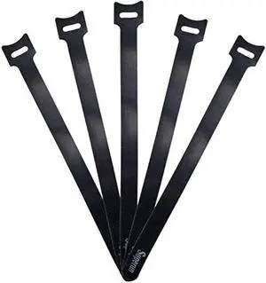 Superun 50 Pcs Black 10 Inch Fastening Cable Ties Reusable Cord Organizer, Adjustable Hook and Loop Wire Wrap Cable Management