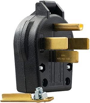 ELEGRP NEMA 14-30P & NEMA 14-50P Plug, 4 Prong Dryer/Range Oven Stove Angle Plug, Straight Blade Heavy Duty, 30 Amp 50 Amp 125/250V, Industrial Grade, Grounding, 3 Pole 4 Wire, UL Listed