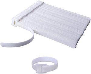 100 PCS 8 x 1/2 Inch Reusable Fastening Cable Ties White with Hook Loop Rope Holder, KOOWIN Adjustable Cord Organization Straps Management Cable Wraps Cord Wire Organizer for Home and Office
