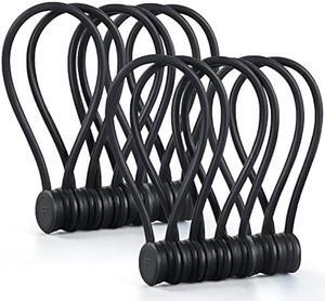 Magnetic Cord Organizer, Silicone Cable Ties Reusable, FGSAEOR Twist Ties Cable Management for Bundling and Organizing Holding Stuff, Fridge Magnets Cord Keeper Wrap Straps Clips (Black - 12 Pack)