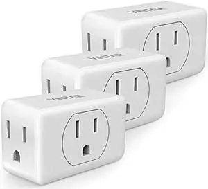 Multi Plug Outlet Extender, VINTAR 3 Outlet Adapter, Multiple Outlet Splitter, Grounded Wall Tap Adapter, Power Plug Expander for Travel Home Office Dorm, 3-Pack