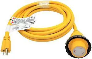 Parkworld 691968B Shore Power Adapter Cord Household 15A Male 5-15P to L5-30R RV/Camper/Marine 30A Female with Locking Ring (16.4FT)