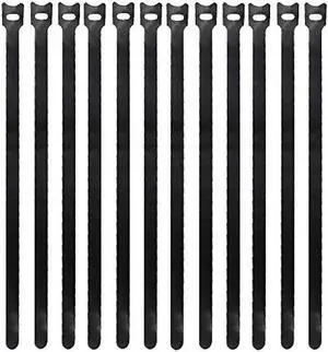 Eowpower 50 Pcs Black 12 x 1/2 inch Reusable Cable Ties Microfiber Cloth Hook and Loop Cable Straps Network Wire Management Organizer