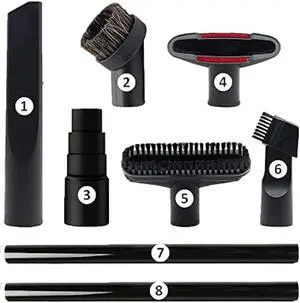 GEBDSM Vacuum Attachments, 1 1/4 Vacuum Cleaning Tools Kit for Shop Vac Accessories with 32mm/ 1.25 Extension Wands and Hose Adapter, 8 Pack