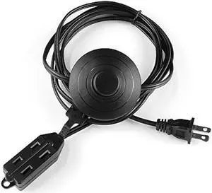 8 Feet Indoor 3 Outlet Extension Cord with Foot Switch - with Safety Water Proof Cover (2 Packs)