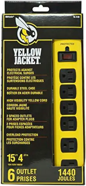Yellow Jacket 5138N 5138 Metal Surge Protector Strip with 6 Outlets and 15 Foot Cord