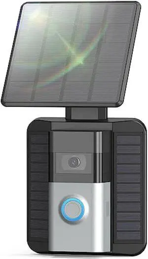 QIBOX Solar Charger Compatible with Video Doorbell (2nd Generation - 2020 Release), Video Doorbell 4/3/3 Plus/Battery Doorbell Plus, 2.9W Waterproof Continuously Solar Panel, Adjustable Panel Mount