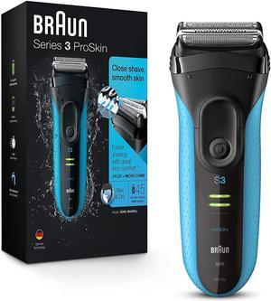 Braun Electric Series 3 Razor with Precision Trimmer, Rechargeable, Wet & Dry Foil Shaver for Men, Blue/Black, 4 Piece