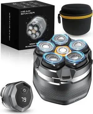 Head Shavers for Bald Men - Newly Designed Magnetic 6D Electric Razor, IPX8 Waterproof Dry/Wet, 10000 RPM High Speed Motor for Fast Shaving, USB-C Cable and Storage Bag for Home & Travel