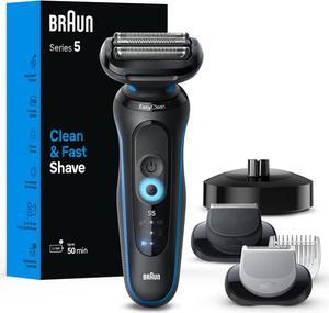 Braun Electric Shaver for Men, Series 5 5150cs, Wet & Dry Shave, Turbo Shaving Mode, Foil Shaver, with Beard Trimmer, Body Groomer and Charging Stand, Blue