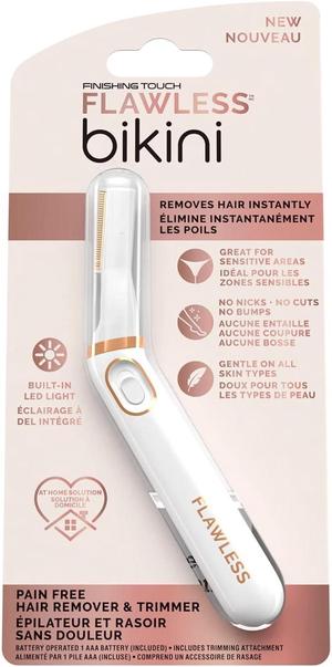 Finishing Touch Flawless Bikini Shaver and Trimmer Hair Remover for Women, Dry Use Electric Razor, Personal Groomer for Intimate Ladies Shaving, No Bump, Smooth Shave