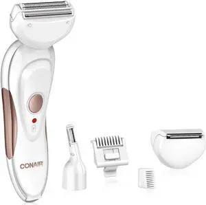 Conair All-In-1 Body and Facial Hair Removal for Women, Cordless Electric Trimmer & Shaver, Perfect for Face, Ear/Nose, Eyebrows, Legs, and Bikini Lines