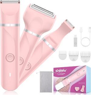 Electric Razors Shaver for Women, 3 in 1 Bikini Trimmer for Women, IPX7 Waterproof Pubic Hair Trimmer Women Wet & Dry Use, Rechargeable Hair Removal Kit for Face Body Leg Bikini Underarm Arm