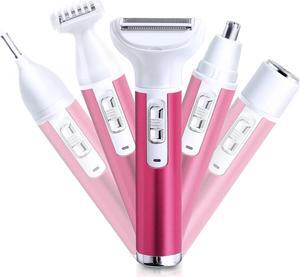 Electric Razor for Women Removal for Body Nose Hair Trimmer Face Shavers Eyebrow Legs Armpit Bikini Area Pubic Underarms Painless Rechargeable Portable 5 in 1 Womens Razors Set