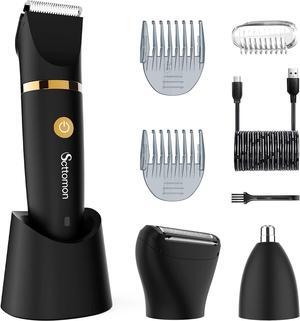 Electric Groin Hair Trimmer Ball Trimmer for Men Body Shaver Trimmer Below-The-Waist Groomer Nose Hair Trimmer Waterproof Cordless 3 in 1