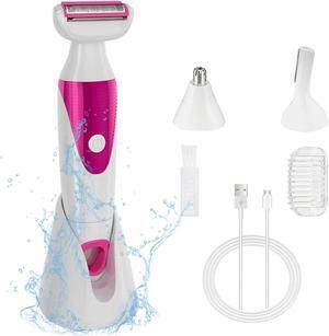 Electric Razors for Women Legs Shavers: 3 in 1 Electric Shavers - Legs and Body Shavers, Nose Hair Trimmer, Eyebrow Shaver