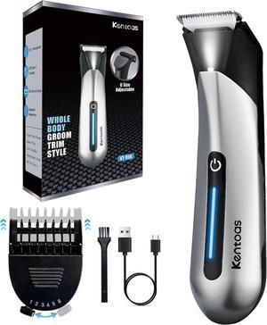 Body Hair Trimmer for Men, Electric Trimmer for Men, Ball Trimmer with 6 in 1 Ceramic Blade, Waterproof & USB Charging, Electric Hair Shaver for Men Pubic/Body/Groin Groomer, LED Light, No Nicks