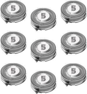 SH50 Replacement Heads for Shavers Series 5000, Electric Shaver Heads Compatible with Phillips Series 5000 (S5xxx), AquaTouch (S5xxx), PowerTouch (PT8xx, PT7xx), 9-Pack