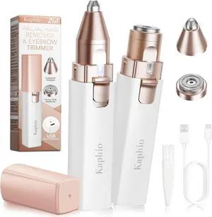 Facial - Eyebrow Hair Remover for Women: Rechargeable 2 in 1 Eyebrow Trimmer and Face Shavers for Women - Painless Electric Hair Removal Device for Face Eyebrows Peach Fuzz Lips with Light