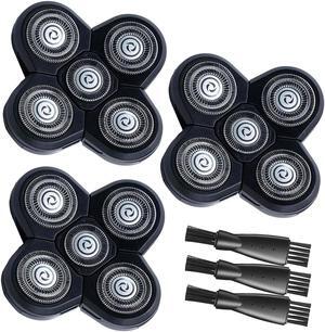 Head Shavers for Bald Men Replacement Blades, Universal 5 Blades Replacement Heads Compatible with Bald Head Shavers for Men, 3 Cleaning Brush